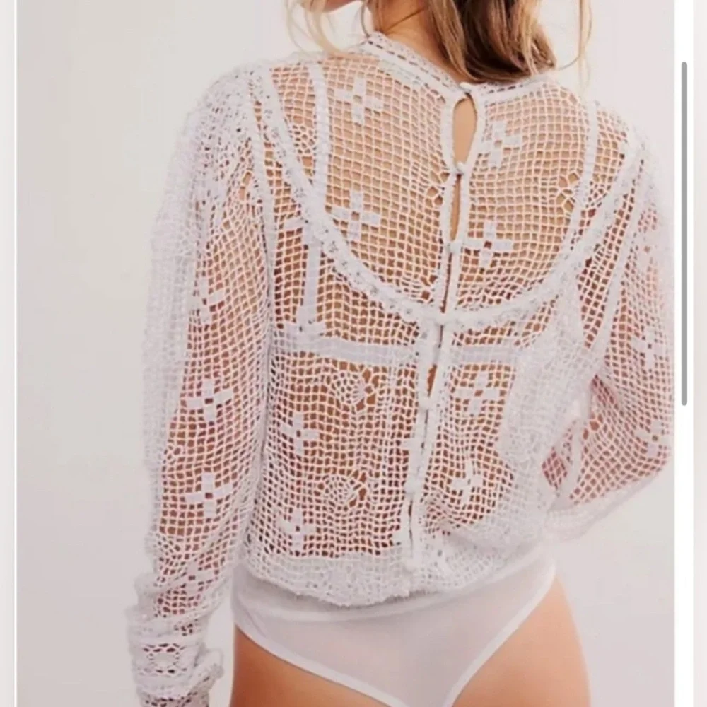 Free People intimately. Sheer White/Ivory Mesh body suit.NWT size small
